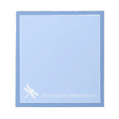 Personalisierte Blaue und Weiße Libelle Notizblock (Vorderseite)