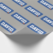 Personalisierte blaue und weiße Lizenz-Platte Geschenkpapier (Ecke)