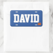 Personalisierte blaue und weiße Lizenz-Platte Rechteckiger Aufkleber (Tasche)