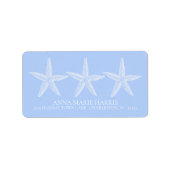 Personalisierte blaue und weiße Seesterne Adressaufkleber (Vorne)
