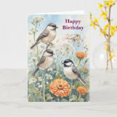 Personalisierte Blaue Vogel Blumen Wasserfarbe Geb Karte (Gelbe Blume)