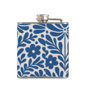 Personalisierte Blaue Volkstümliche Blumenmuster N Flachmann (Rückseite)