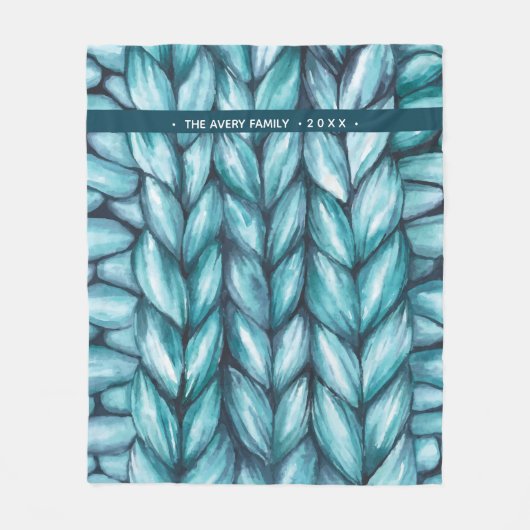 Personalisierte Blaue Wasserfarbe Fleecedecke (Vorderseite)