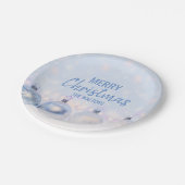 Personalisierte BLAUE weiße FROHE WEIHNACHTEN Pappteller (Schrägansicht)