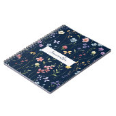 Personalisierte Blaue Wildblumen-Blumen Notizblock (Linke Seite)