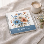 Personalisierte Blaue Wildblumen-Wasserfarbe Notizblock