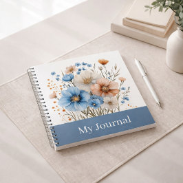 Personalisierte Blaue Wildblumen-Wasserfarbe Notizblock