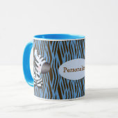 Personalisierte blaue Zebras u. Tier-Druck-Tasse Tasse (Vorderseite Links)