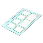 Personalisierte Blauer/Grüne Blumenhochzeit Notizblock (angewinkelt)