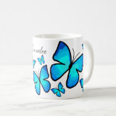 Personalisierte Blauer Schmetterlinge Kaffeetasse (VorderseiteRechts)