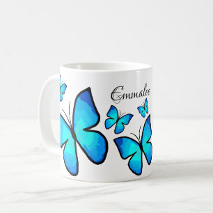 Personalisierte Blauer Schmetterlinge Kaffeetasse