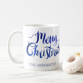 Personalisierte blaues und weißes WeihnachtsTasse Kaffeetasse