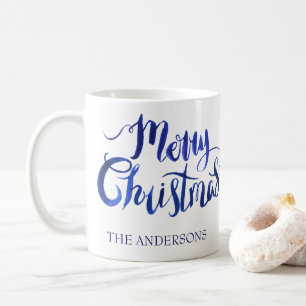 Personalisierte blaues und weißes WeihnachtsTasse Kaffeetasse
