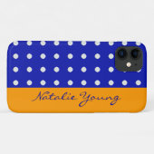 personalisierte blaugelbe Punkte Case-Mate iPhone Hülle (Rückseite (Horizontal))