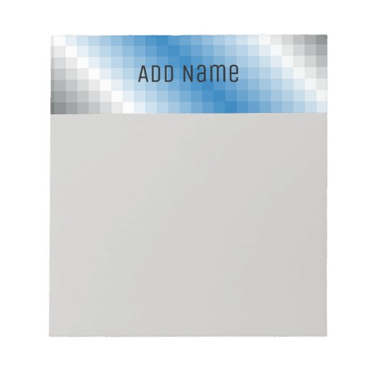 Personalisierte blaugraue Pixel Note Pad 5.5 x 6 Notizblock (Vorderseite)