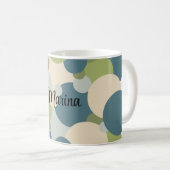 Personalisierte blaugrüne Moleküle Kaffeetasse (VorderseiteRechts)