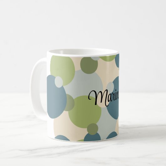 Personalisierte blaugrüne Moleküle Kaffeetasse (Vorderseite Links)