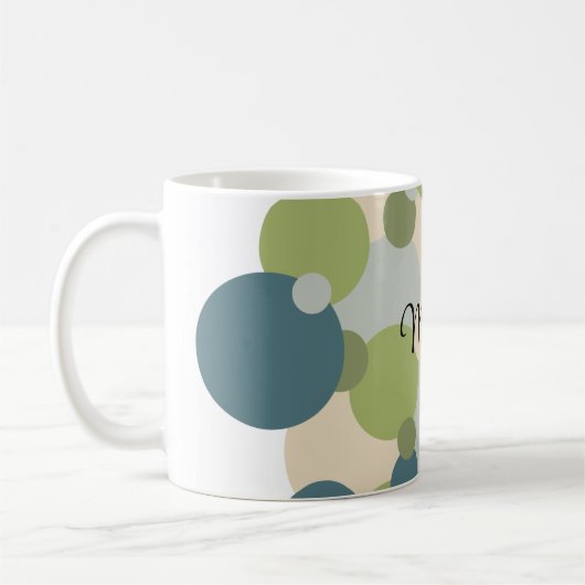 Personalisierte blaugrüne Moleküle Kaffeetasse (Links)