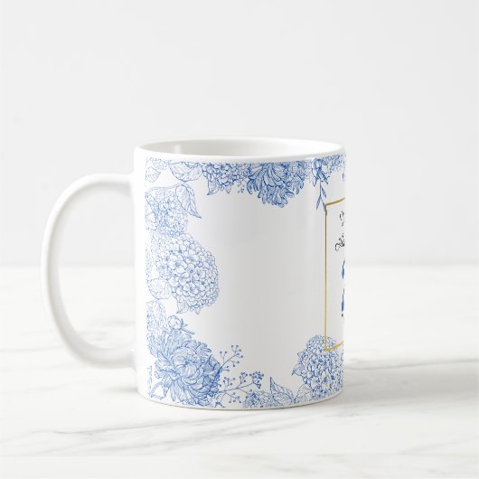 Personalisierte bläuliche Tasse - Maßgeschneiderte (Links)