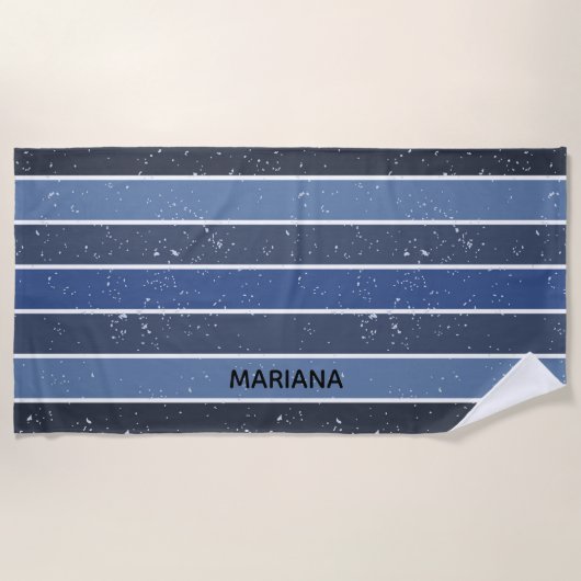 Personalisierte Blaustreifen Strandtuch (Vorderseite)