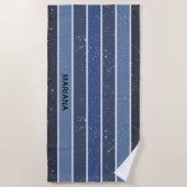 Personalisierte Blaustreifen Strandtuch (Vorderseite)