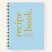 Personalisierte BlauTypografie Stilvolles Rezept B Notizblock (Vorderseite)