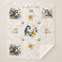 Personalisierte Blauvögel und Goldflorale Sherpadecke
