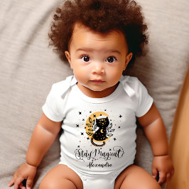 Personalisierte "Bleibe magische" schwarze Katze Baby Strampler