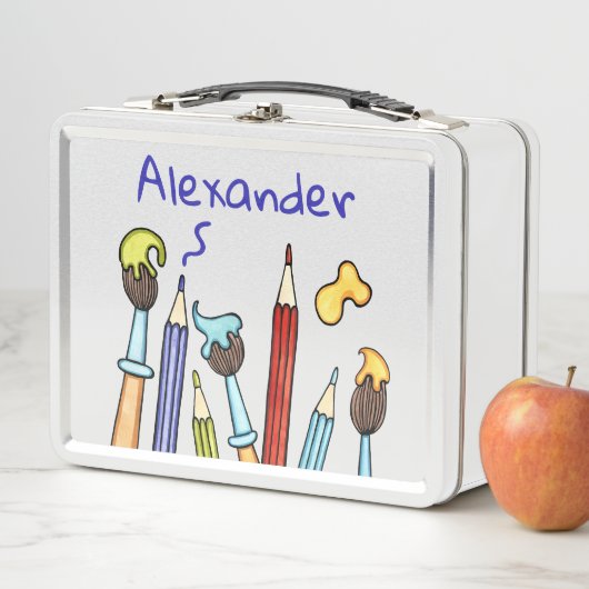 Personalisierte Bleistifte und Pinsel Metall Brotdose (Beispiel)