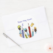 Personalisierte Bleistifte und Pinsel Runder Aufkleber (Umschlag)