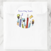 Personalisierte Bleistifte und Pinsel Runder Aufkleber (Tasche)