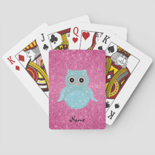 Personalisierte bling Eulennamensdiamanten Spielkarten