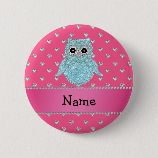 Personalisierte bling rosa Namensherzen der Button (Vorderseite)