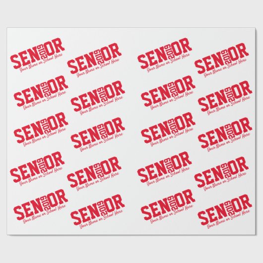 Personalisierte Blockbuchstabenklasse 2019 Rot Geschenkpapier (Flach)