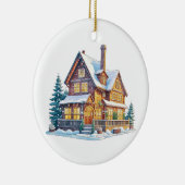 Personalisierte Blockhütte Weihnachten Keramik Ornament (Rechts)