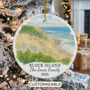 Personalisierte Blockinsel Ornament, Insel Rhode Keramik Ornament