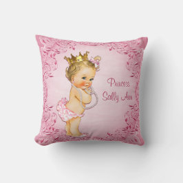 Personalisierte blonde Prinzessin Glamorous Pink Kissen