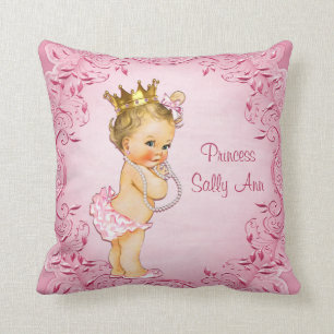 Personalisierte blonde Prinzessin Glamorous Pink Kissen