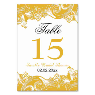 Personalisierte blorgelbe Tischnummern