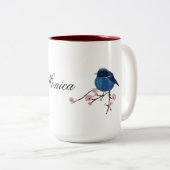 Personalisierte Blue Bird-Kunst Zweifarbige Tasse (VorderseiteRechts)