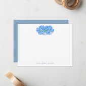 Personalisierte Blue Blume Note Card Mitteilungskarte (Vorderseite/Rückseite Beispiel)