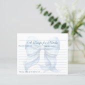 Personalisierte Blue Bow Brautparty Rezept Card (Stehend Vorderseite)