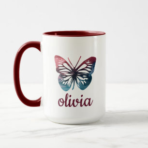 Personalisierte Blue Butterfly Kaffee Tasse