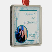 Personalisierte Blue Daisies Silbernes Ornament (Rechts)