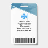 Personalisierte blue Employee ID, Foto, Name Ausweis (Rückseite)