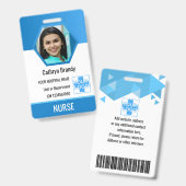 Personalisierte blue Employee ID, Foto, Name Ausweis (Vorder- & Rückseite)
