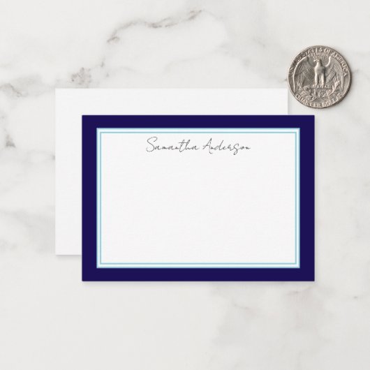 Personalisierte Blue Flat Note Card Mitteilungskarte (Vorderseite/Rückseite Beispiel)