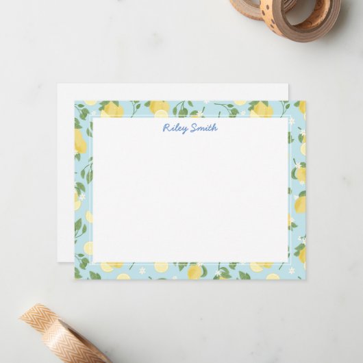 Personalisierte Blue Flat Note Card Mitteilungskarte (Vorderseite/Rückseite Beispiel)