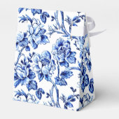 Personalisierte Blue Floral Toile Hochzeit Geschenkschachtel (Rückseite)