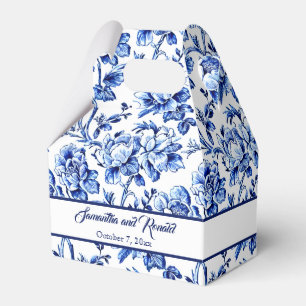 Personalisierte Blue Floral Toile Hochzeit Geschenkschachtel